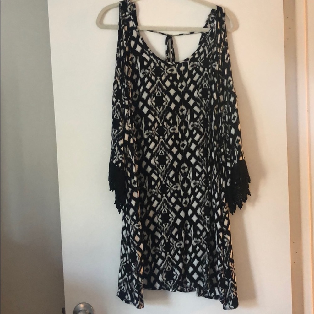 Black Grey and White Cotton Dress
